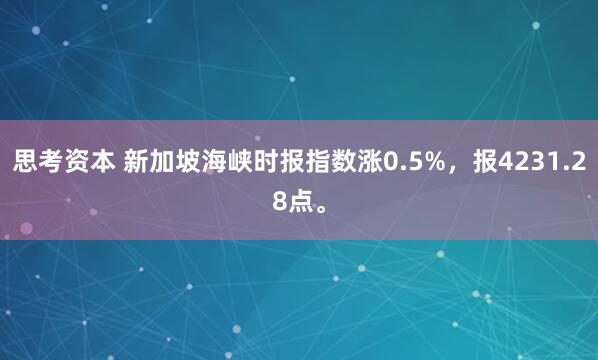 思考资本 新加坡海峡时报指数涨0.5%，报4231.28点。